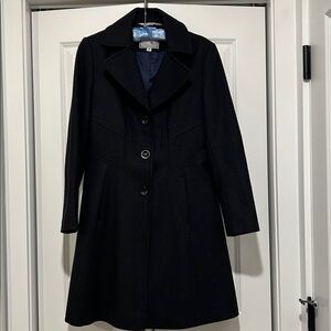 Larry‎ Levine Womens Black Marino Wool winter  Coat Size M